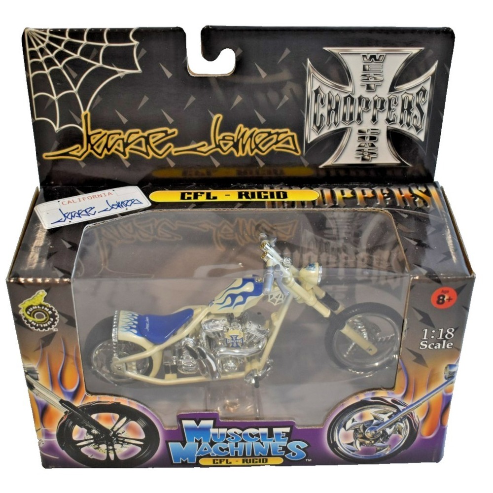 Jesse James West Coast Choppers CFL Rigid 1:18 Scale Diecast Blue Funline 71121